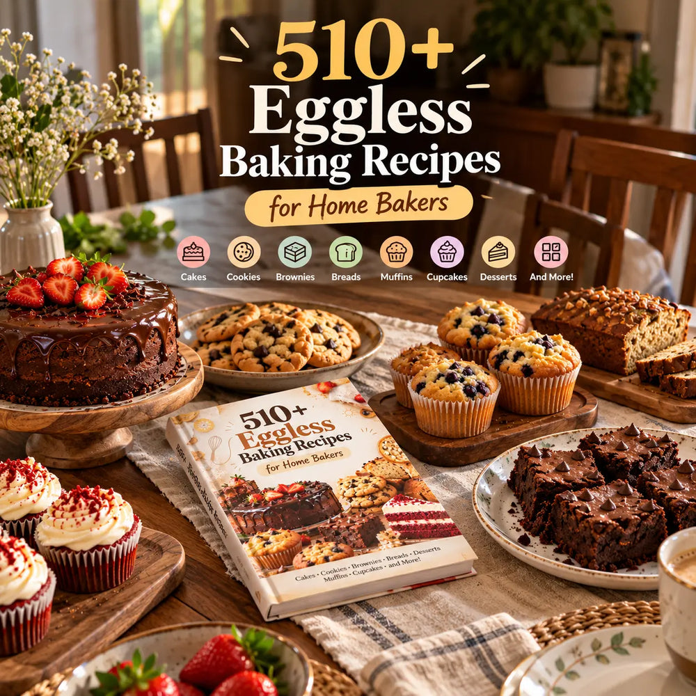 Start and grow your home bakery with <em>510+ eggless recipes</em>